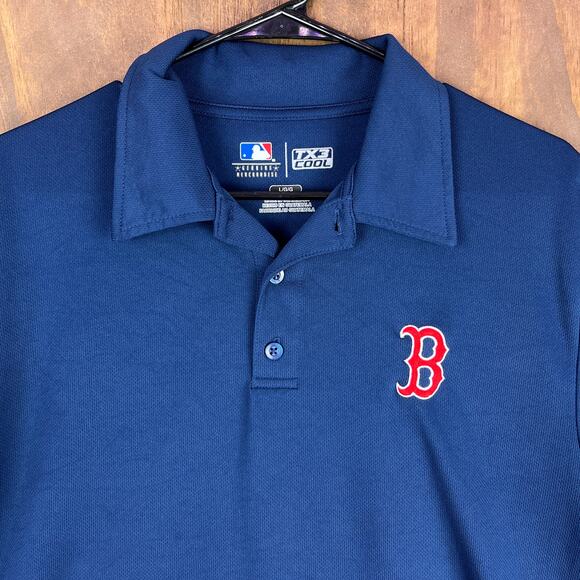 MLB Genuine Merchandise Mens Shirt Navy Blue TX3 Cool Polo Boston Logo Large - Picture 2 of 12